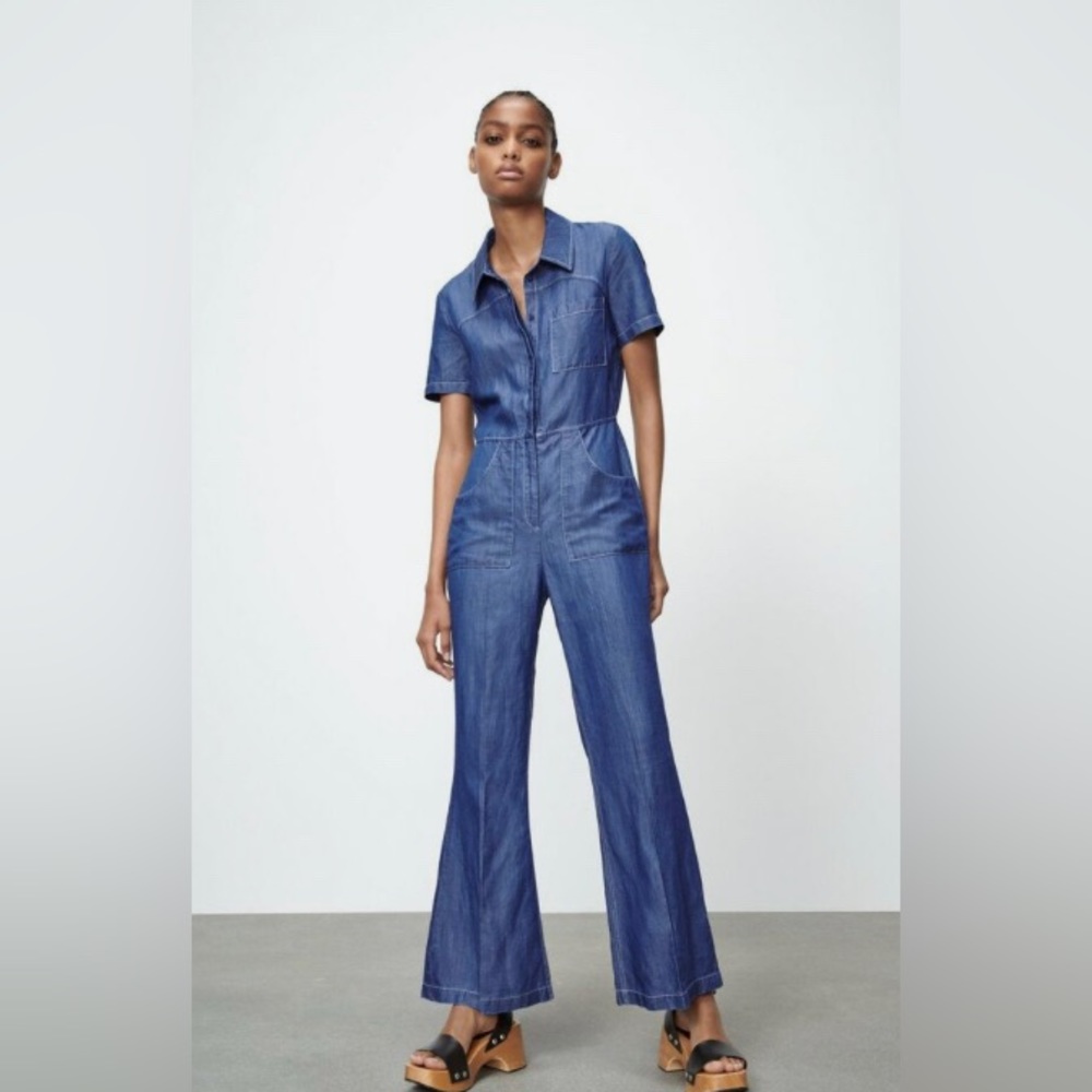 NWT Zara denim like jumpsuit size small